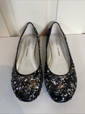 Chinese Laundry Black Sequin Round-Toe Ballet Flats